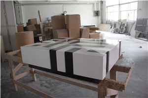 Black And White Chess Design Solid Surface Coffee Tea Table