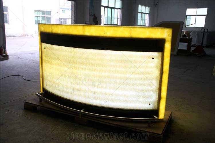 Custom Agate Stone Translucent Restaurant LED Bar Countertop