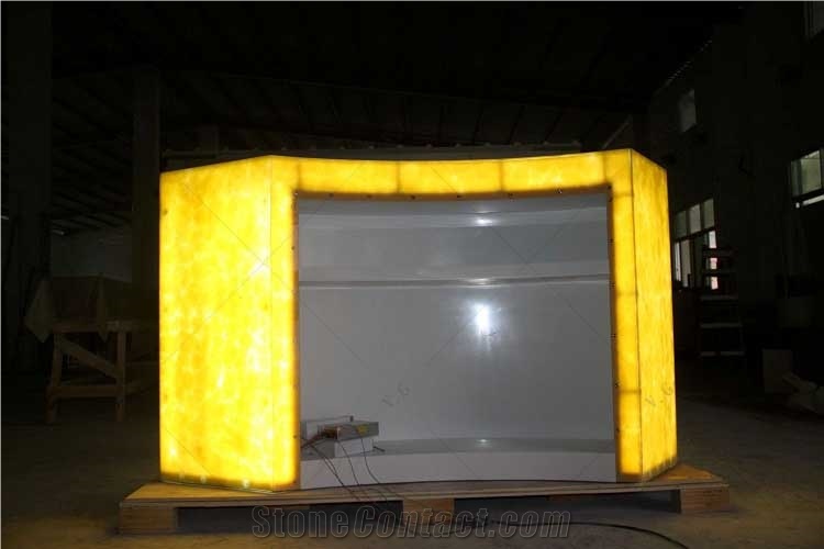 Custom Agate Stone Translucent Restaurant LED Bar Countertop