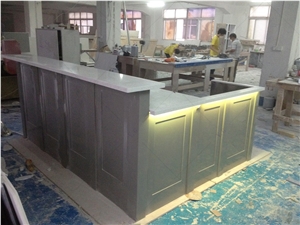 Custom Solid Surface Gary Color Kitchen Island Countertops