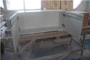 Custom White Solid Surface Bathroom Vanity Cabinet