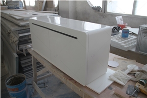 Custom White Solid Surface Bathroom Vanity Cabinet