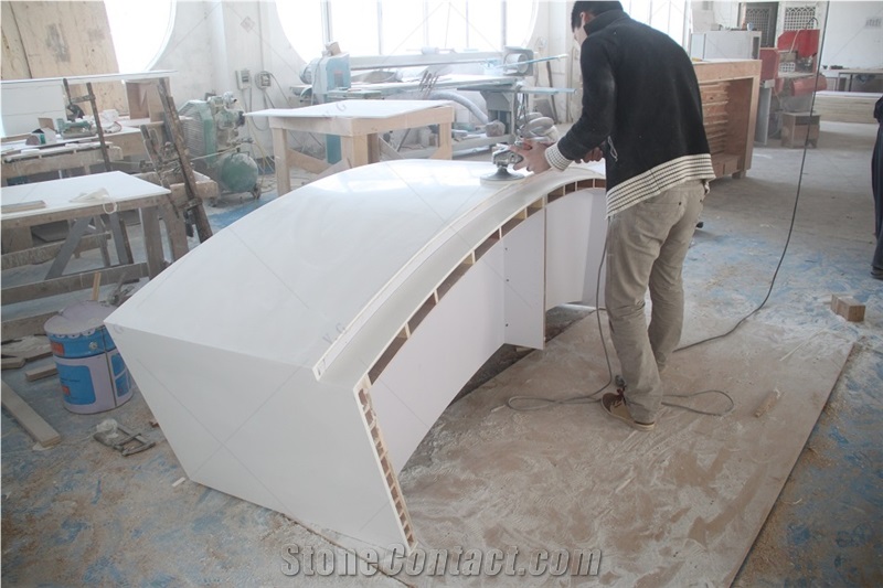 Customized Shaped Solid Surface Salon Reception Desk
