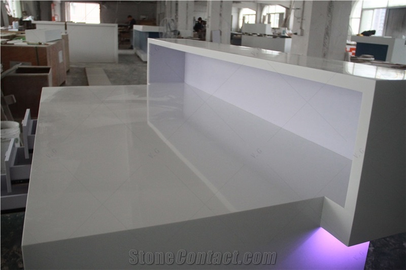 Factory Furniture Solid Acrylic Worktops Led Reception Desk