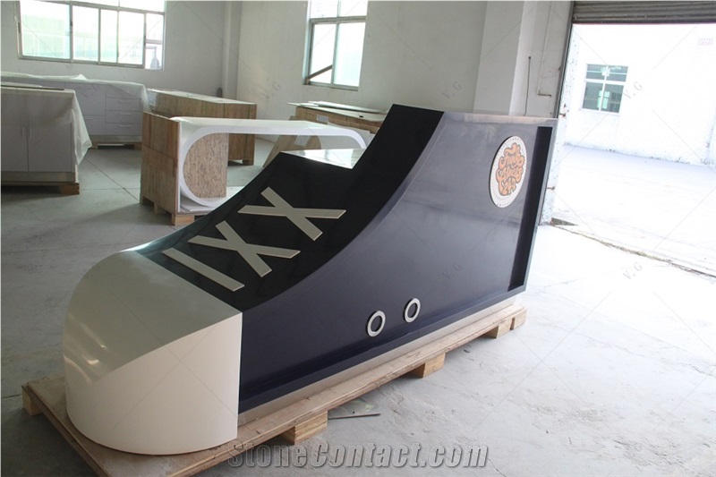 Front Desk Furniture Solid Surface Shoes Shape Lobby Desk