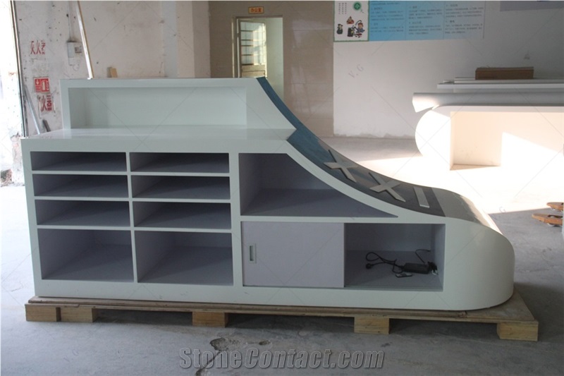 Front Desk Furniture Solid Surface Shoes Shape Lobby Desk