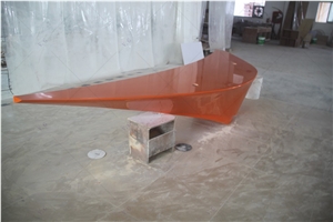 Orange Color Solid Surface Office Front Receptionist Desk