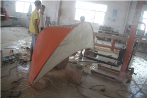 Orange Color Solid Surface Office Front Receptionist Desk