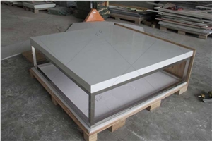 White Solid Surface Customized 4 Seat Dining Tabletop