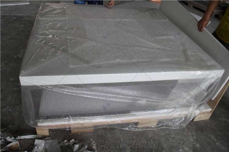White Solid Surface Customized 4 Seat Dining Tabletop