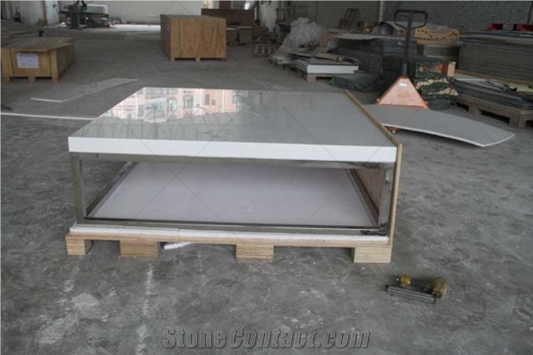White Solid Surface Customized 4 Seat Dining Tabletop