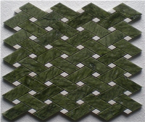 Green Marble Basketweave Mosaic Tiles Wholesale Mosaic Pattern