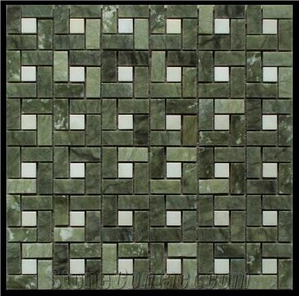 Green Marble Basketweave Mosaic Tiles Wholesale Mosaic Pattern