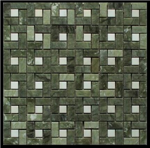 Green Marble Basketweave Mosaic Tiles Wholesale Mosaic Pattern