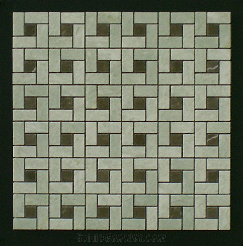 Green Marble Basketweave Mosaic Tiles Wholesale Mosaic Pattern