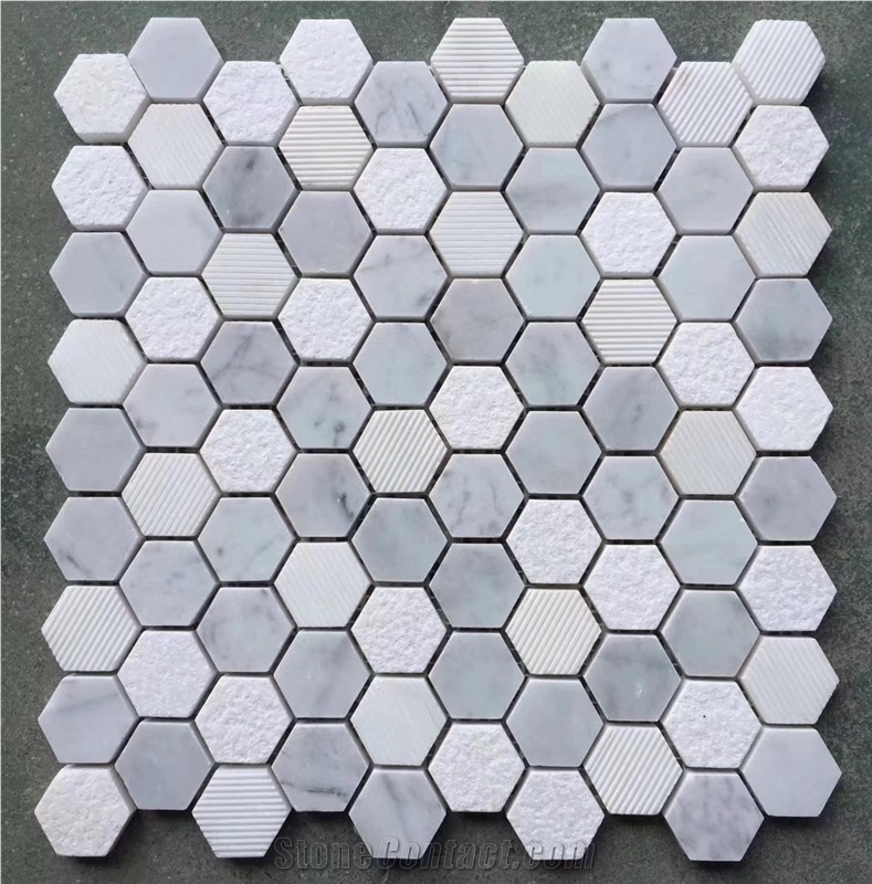 Natural Marble Mosaic Hexagon Pattern Mosaic Tiles