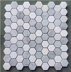 Natural Marble Mosaic Hexagon Pattern Mosaic Tiles