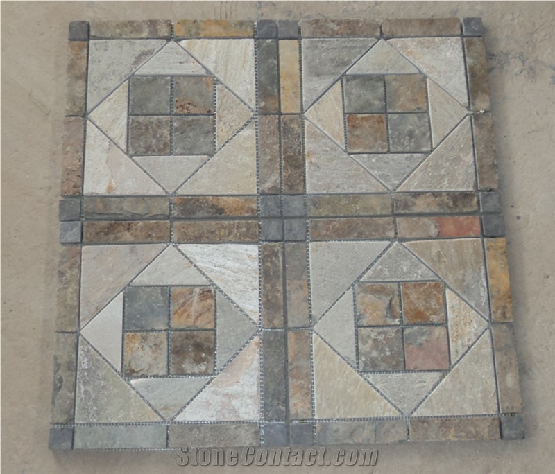 Natural Slate Mosaic Tiles Wall Mosaic For Sale
