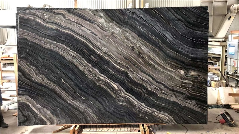 Golden Black Forest Black Zebra Antique Wood Marble Slabs