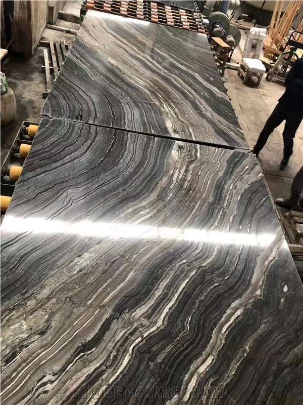 Golden Black Forest Black Zebra Antique Wood Marble Slabs