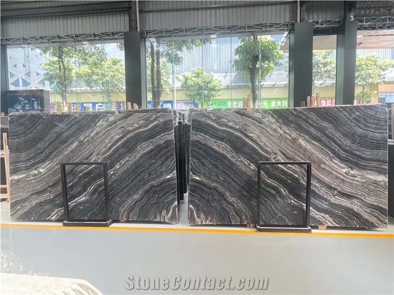 Golden Black Forest Black Zebra Antique Wood Marble Slabs