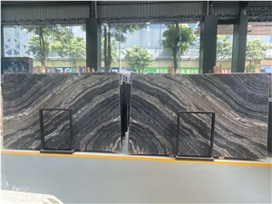 Golden Black Forest Black Zebra Antique Wood Marble Slabs
