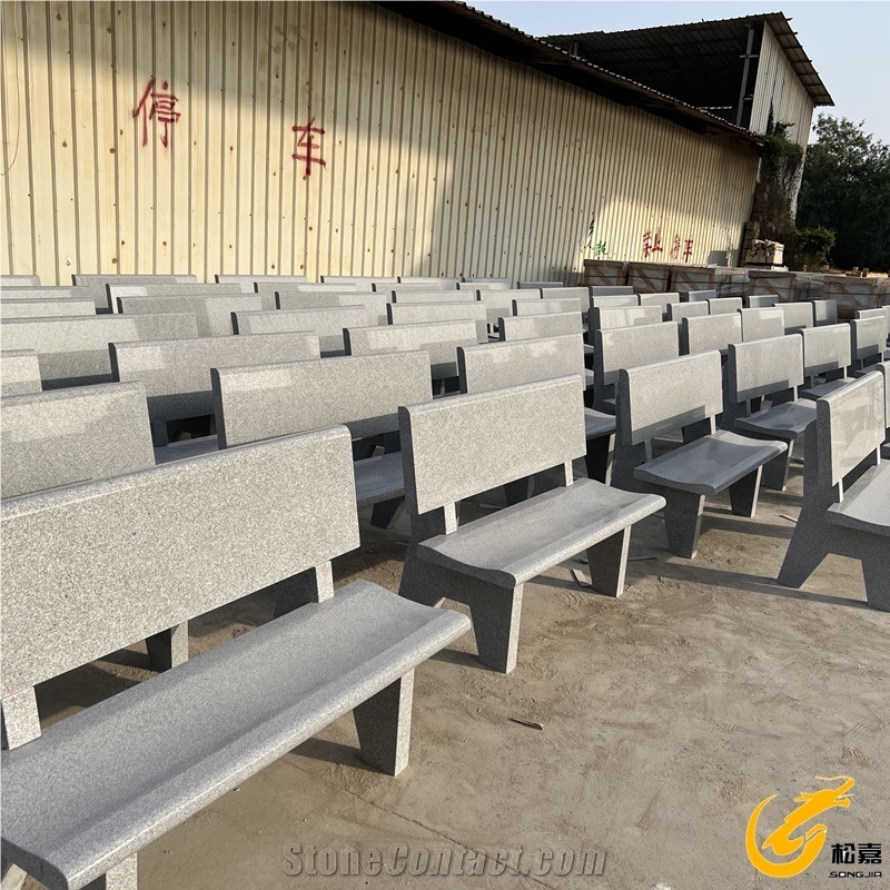 China Factory Silver Grey Granite Garden Benches