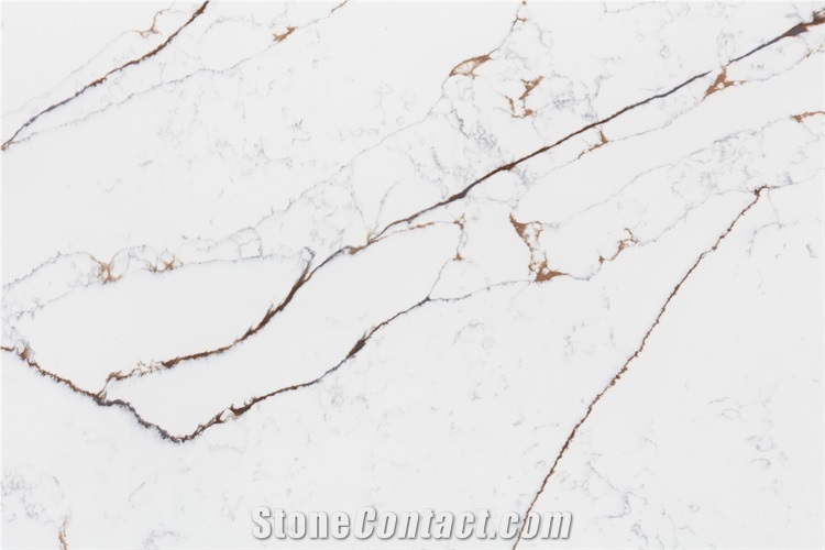 Detail Quartz Slab Grey Black Veins For Calacatta White