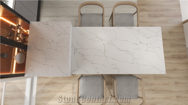 Detail Quartz Slab Grey Black Veins For Calacatta White
