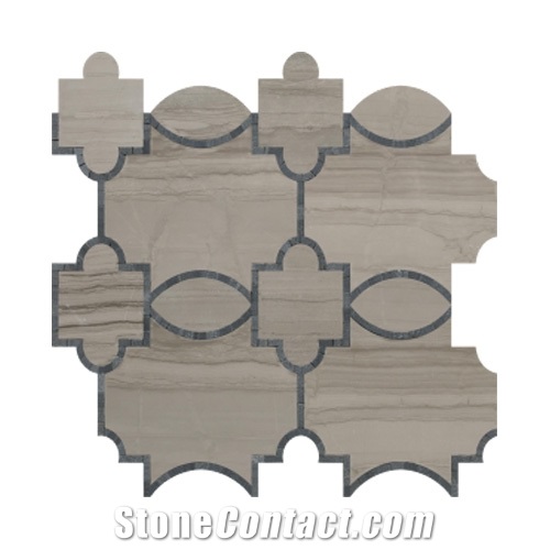Ash Wood Marble Wall Mosaic, Water-Jet Pattern Mosaic For Bathroom&Kitchen