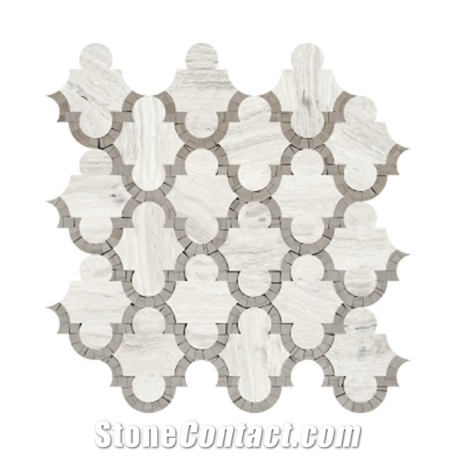 Ash Wood Marble Wall Mosaic, Water-Jet Pattern Mosaic For Bathroom&Kitchen