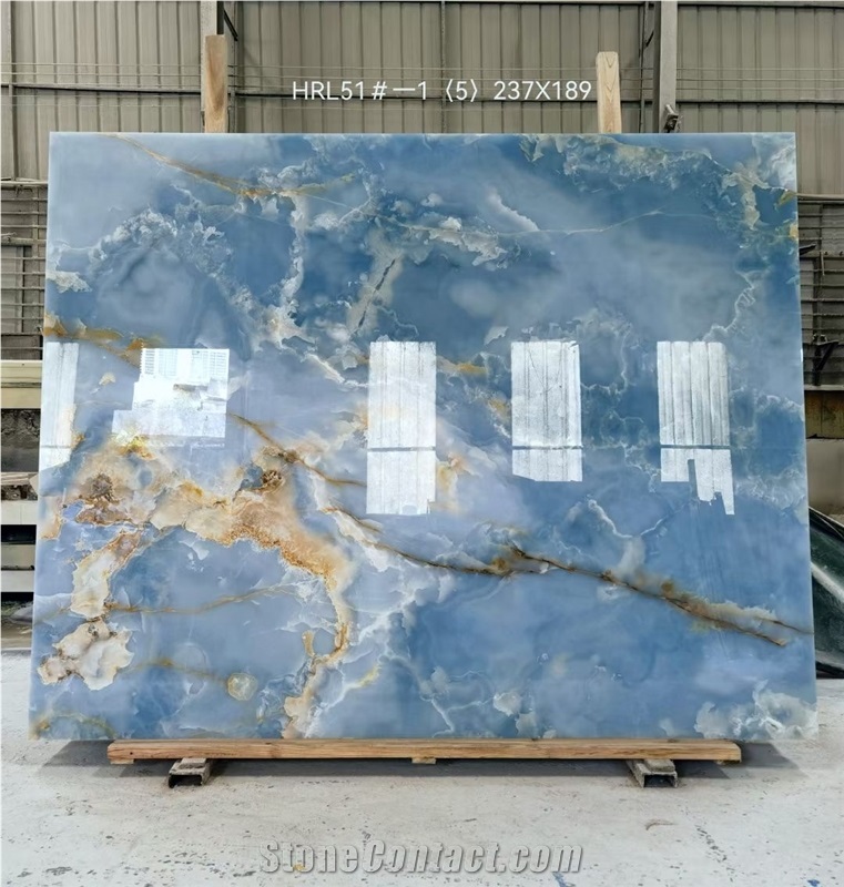 Blue Onyx Slab For Wall Background