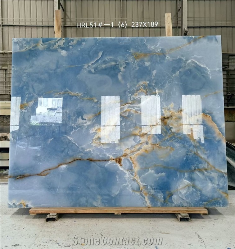 Blue Onyx Slab For Wall Background