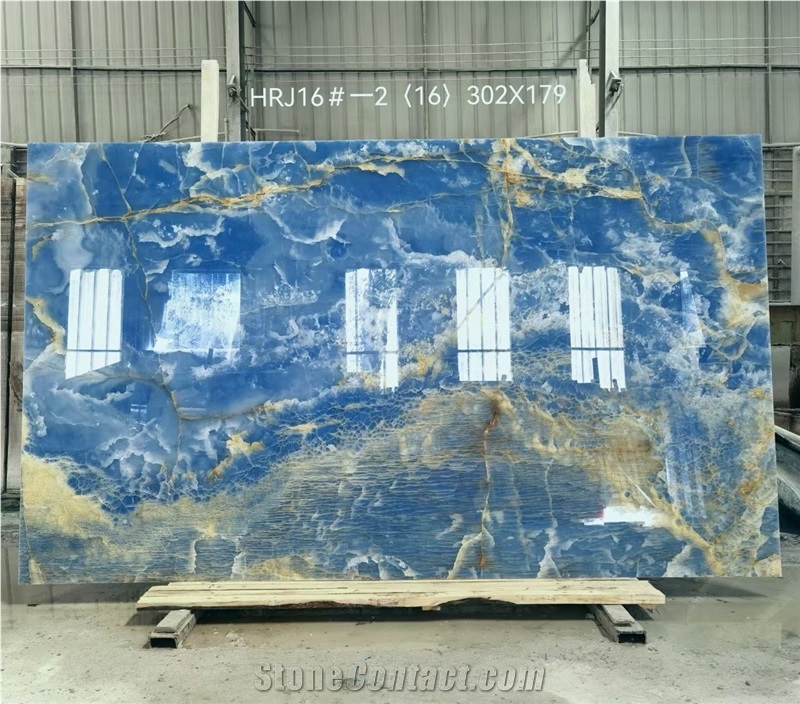 Blue Onyx Slab For Wall Background