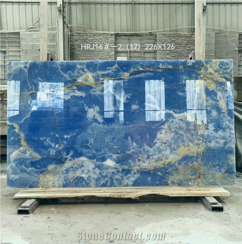 Blue Onyx Slab For Wall Background