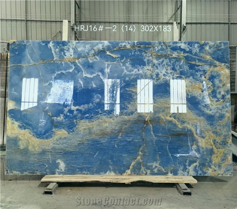 Blue Onyx Slab For Wall Background