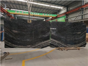 Bookmatched Ancient Wood Grain Marble Slab For Project