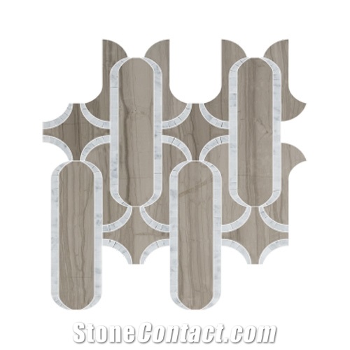 Coffee Wood Marble Bathroom Mosaic,Floor Mosaic,Mosaic Tiles