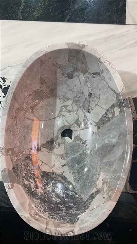 Factory Price Panda Grey Marble Basin For Hotel
