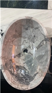 Factory Price Panda Grey Marble Basin For Hotel