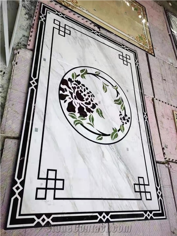 Greece Sivec White Marble Round Water-Jet Flooring