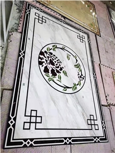 Greece Sivec White Marble Round Water-Jet Flooring