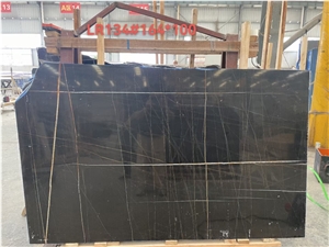 Lauren Black Gold Marble Slab&Tiles For Project