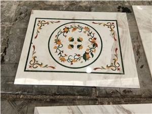 Mix Marble Water-Jet Cutting Square Medallion