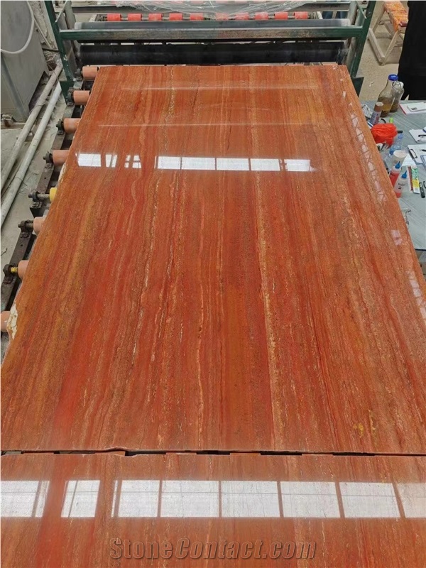 Polished Rose River Travertine Slabs For Wall Floor
