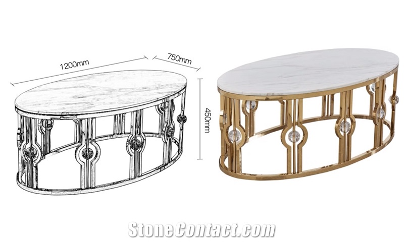 Volakas White Marble Top With Metal Base