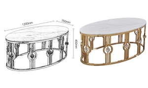 Volakas White Marble Top With Metal Base