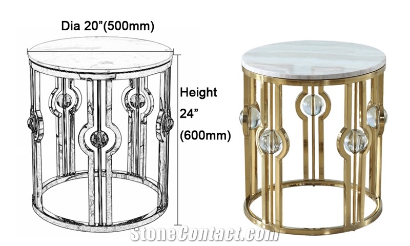 Volakas White Marble Top With Metal Base