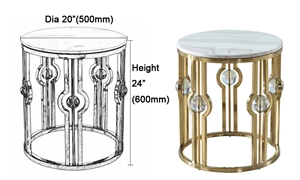 Volakas White Marble Top With Metal Base