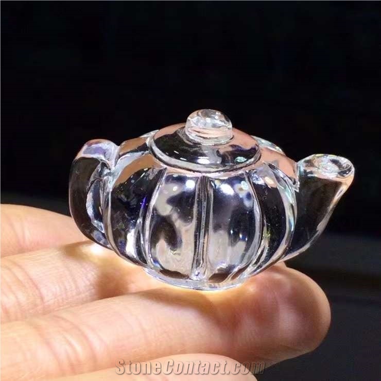 Pure Natural White Crystal Pumpkin Teapot